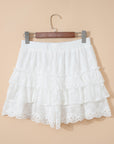 Lace Ruffle Tiered Drawstring Waist Shorts