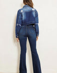 Vibrant M.i.U High Rise Flare Jean W Faded Wash Hem Detail