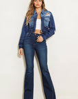 Vibrant M.i.U High Rise Flare Jean W Faded Wash Hem Detail