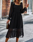 Smocked Long Sleeve Dot Dress