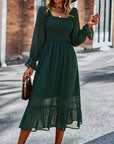 Smocked Long Sleeve Dot Dress