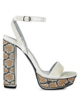 ZIRCON Diamante Studded High Block Heel Sandals