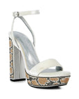 ZIRCON Diamante Studded High Block Heel Sandals