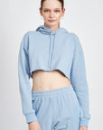 Emory Park Cropped Hoodie with Drawstrings