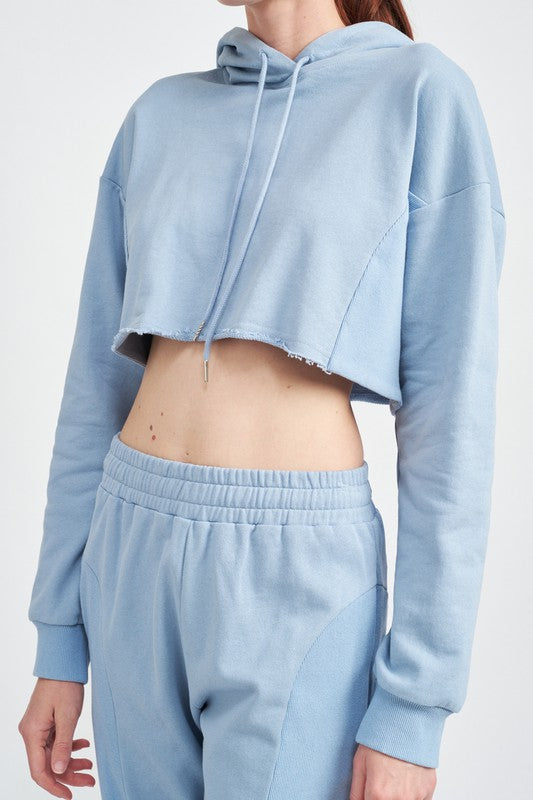 Emory Park Cropped Hoodie with Drawstrings