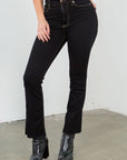 GJG Denim Ankle Cropped Flare Jean in Jet Black