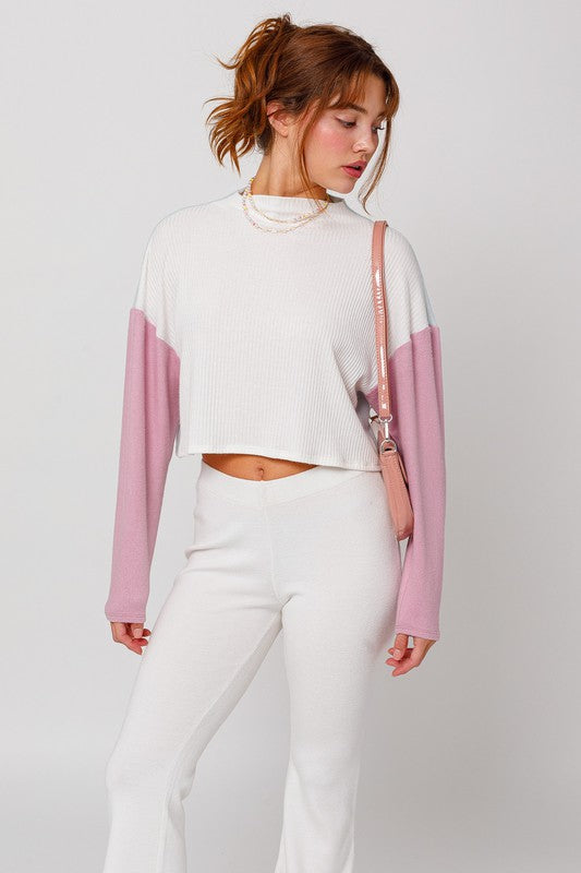 Le Lis Long Sleeve Contrast Top - Online Only