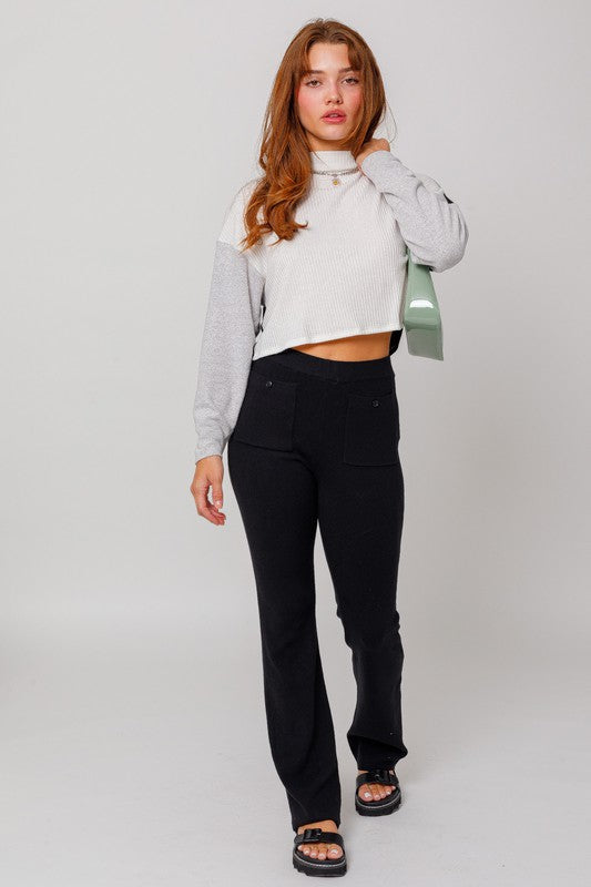 Le Lis Long Sleeve Contrast Top - Online Only