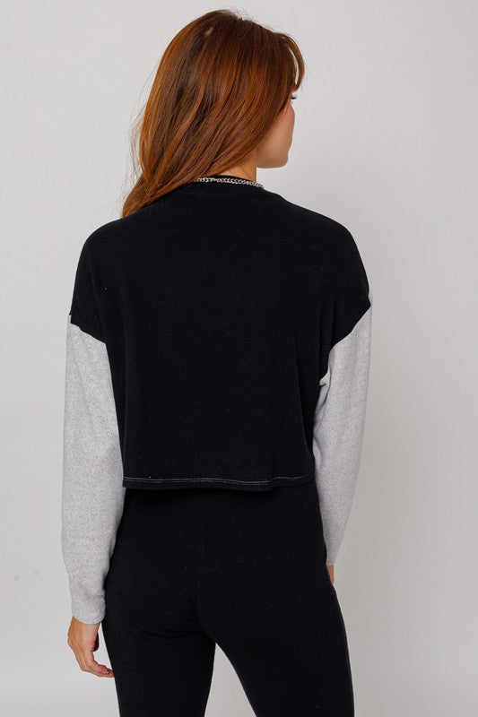 Le Lis Long Sleeve Contrast Top - Online Only