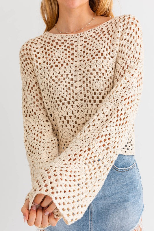 Le Lis Long Sleeve Crochet Top - Online Only