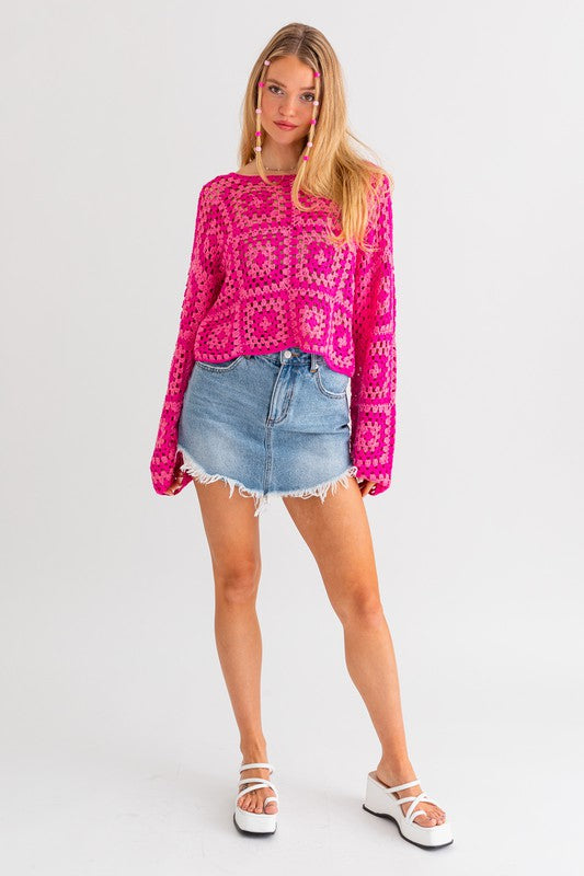 Le Lis Long Sleeve Crochet Top - Online Only