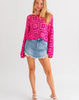 Le Lis Long Sleeve Crochet Top - Online Only