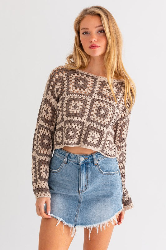 Le Lis Long Sleeve Crochet Top - Online Only