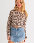 Le Lis Long Sleeve Crochet Top - Online Only