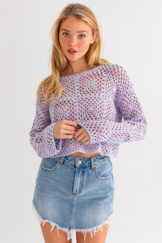 Le Lis Long Sleeve Crochet Top - Online Only