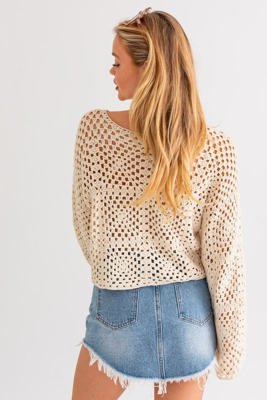 Le Lis Long Sleeve Crochet Top - Online Only