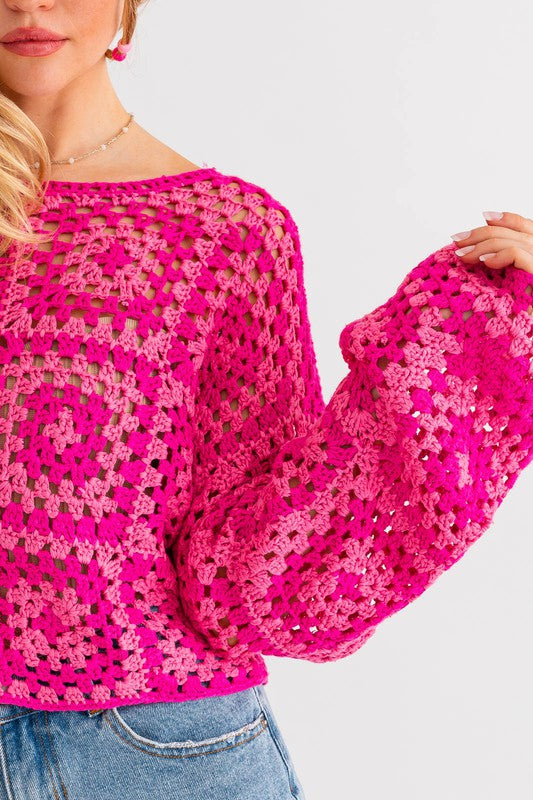 Le Lis Long Sleeve Crochet Top - Online Only