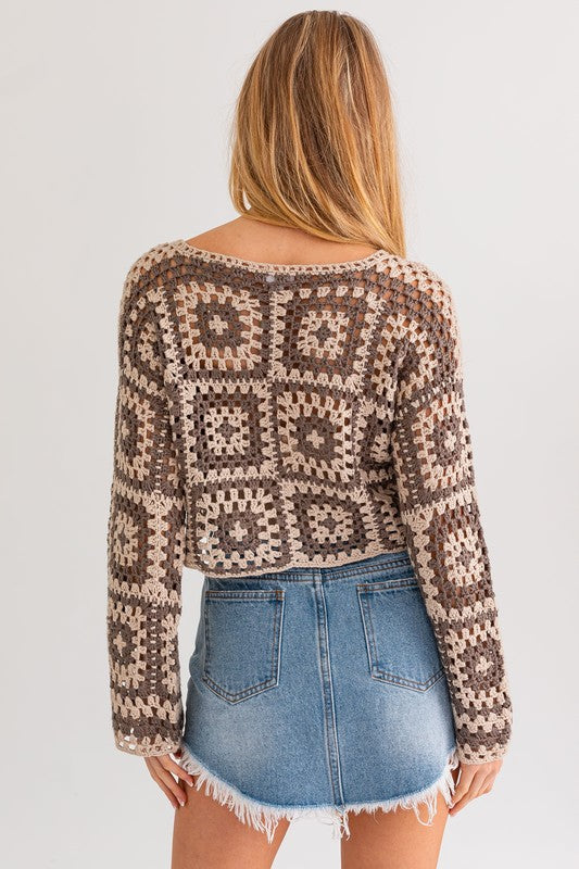 Le Lis Long Sleeve Crochet Top - Online Only