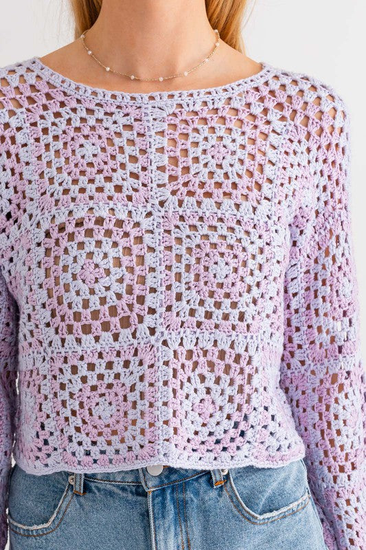 Le Lis Long Sleeve Crochet Top - Online Only