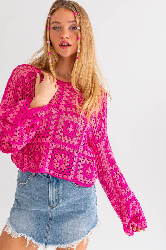 Le Lis Long Sleeve Crochet Top - Online Only