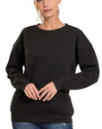 Zenana Drop Shoulder Round Neck Sweatshirt - Online Only
