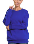 Zenana Drop Shoulder Round Neck Sweatshirt - Online Only