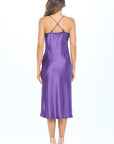 Renee C. Made in USA Satin Bias Slip Dress with Slit