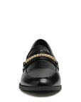 Vouse Low Block Loafers Adorned With Golden Chain