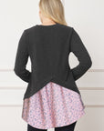 PLUS Layered Floral Tulip Hem Back Accent Top