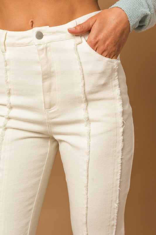 Gilli Frayed Hem Flare Pants - Online Only