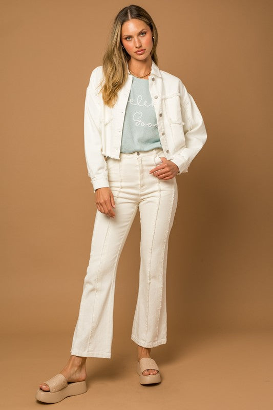 Gilli Frayed Hem Flare Pants - Online Only