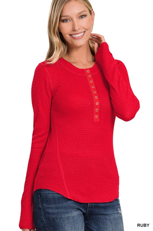 Zenana Baby Waffle Snap Button Sweater