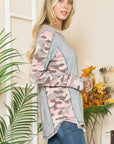 Leopard Print Contrast Thumbhole Knit