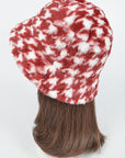 Houndstooth Print Faux Fur Bucket Hat