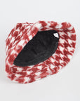 Houndstooth Print Faux Fur Bucket Hat