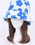 Flower Printed Faux Fur Bucket Hat