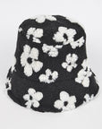 Flower Printed Faux Fur Bucket Hat