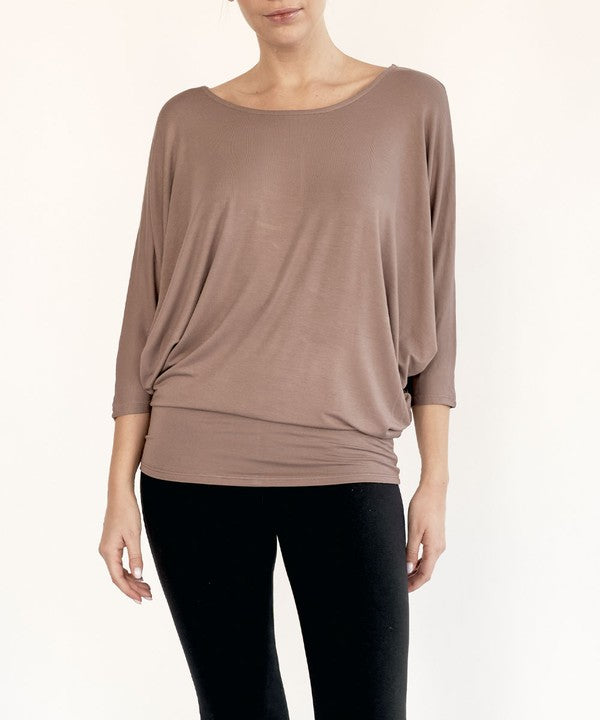 Fabina Bamboo Side Rouch Dolman Top