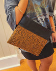 Leopard Gold Ring Vegan Leather Clutch