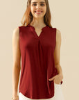 Ninexis Full Size Notched Sleeveless Top