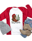 PLUS Merry Christmas Cowboy Boots Short Sleeve Tee