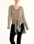 Fabina Bamboo Waffle Slim Cardigan With Hoodie