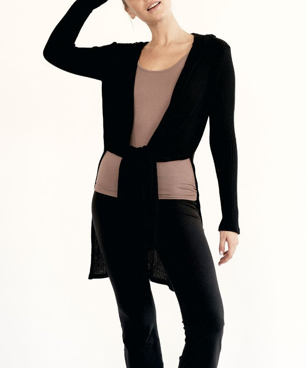 Fabina Bamboo Waffle Slim Cardigan with Hood