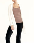 Fabina Bamboo Waffle Slim Cardigan With Hoodie