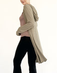 Fabina Bamboo Waffle Slim Cardigan With Hoodie