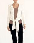 Fabina Bamboo Waffle Slim Cardigan With Hoodie