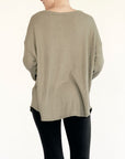 Fabina Bamboo Waffle Long Sleeve Oversize Pullover T-Shirt