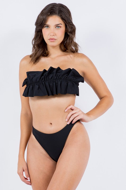 2 Piece Tube Top with Ruched Ruffle Bikini My Pampered Life Seattle