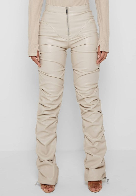 Sexy PU Leather Pants in Cream by Claude