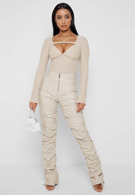 Sexy PU Leather Pants in Cream by Claude